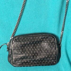 Kenneth Cole New York Black Studded Leather Crossbody Bag